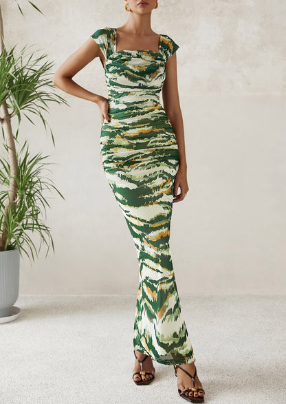 Floral Mesh Ruched Maxi Dress - Off-Shoulder, Cocktail - photo 42