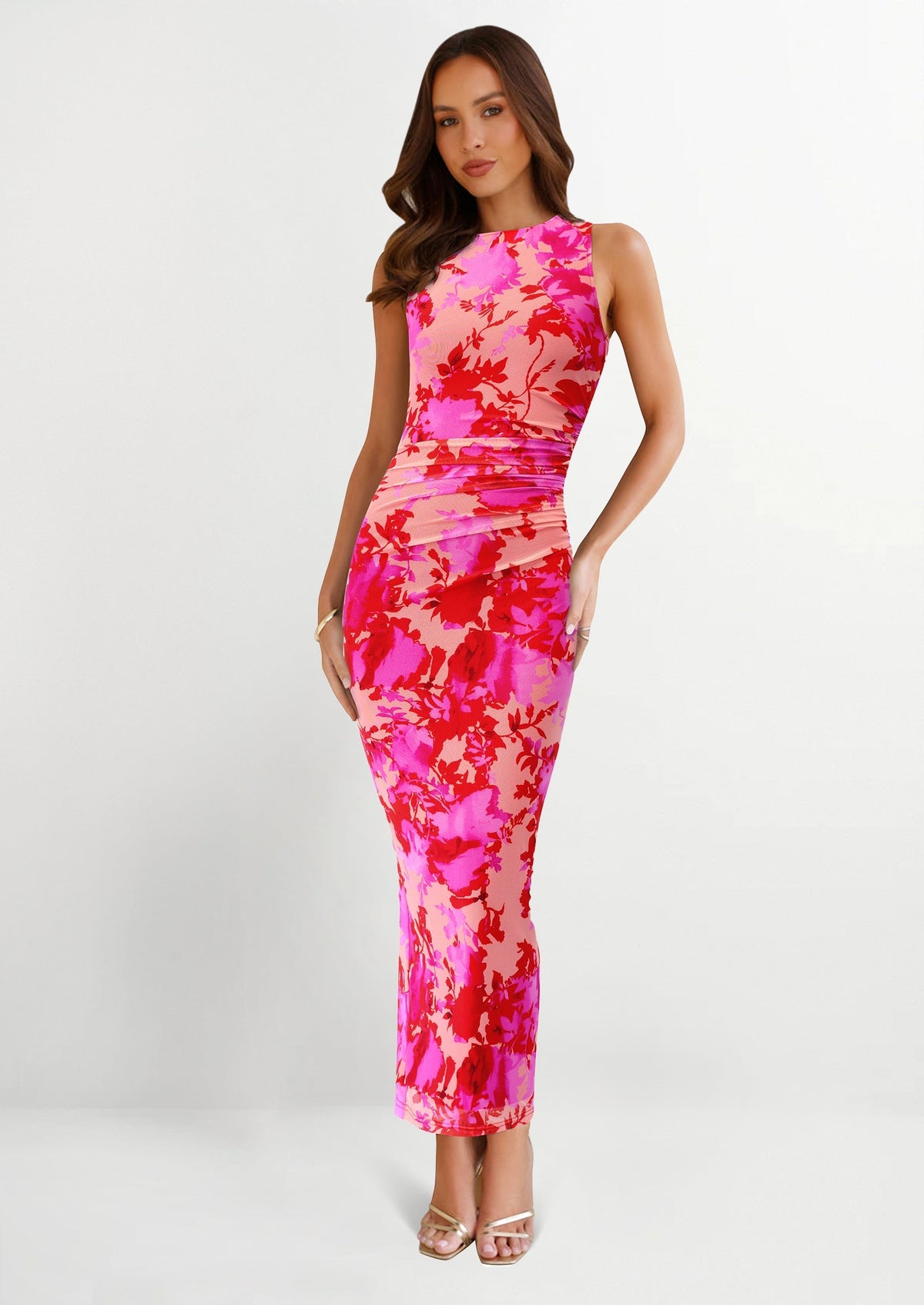 Floral Mesh Bodycon Maxi Dress - Sleeveless, Wedding Guest - photo 14