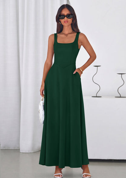 Swing Maxi Dress - Sleeveless, Square Neck, Beach - photo 24