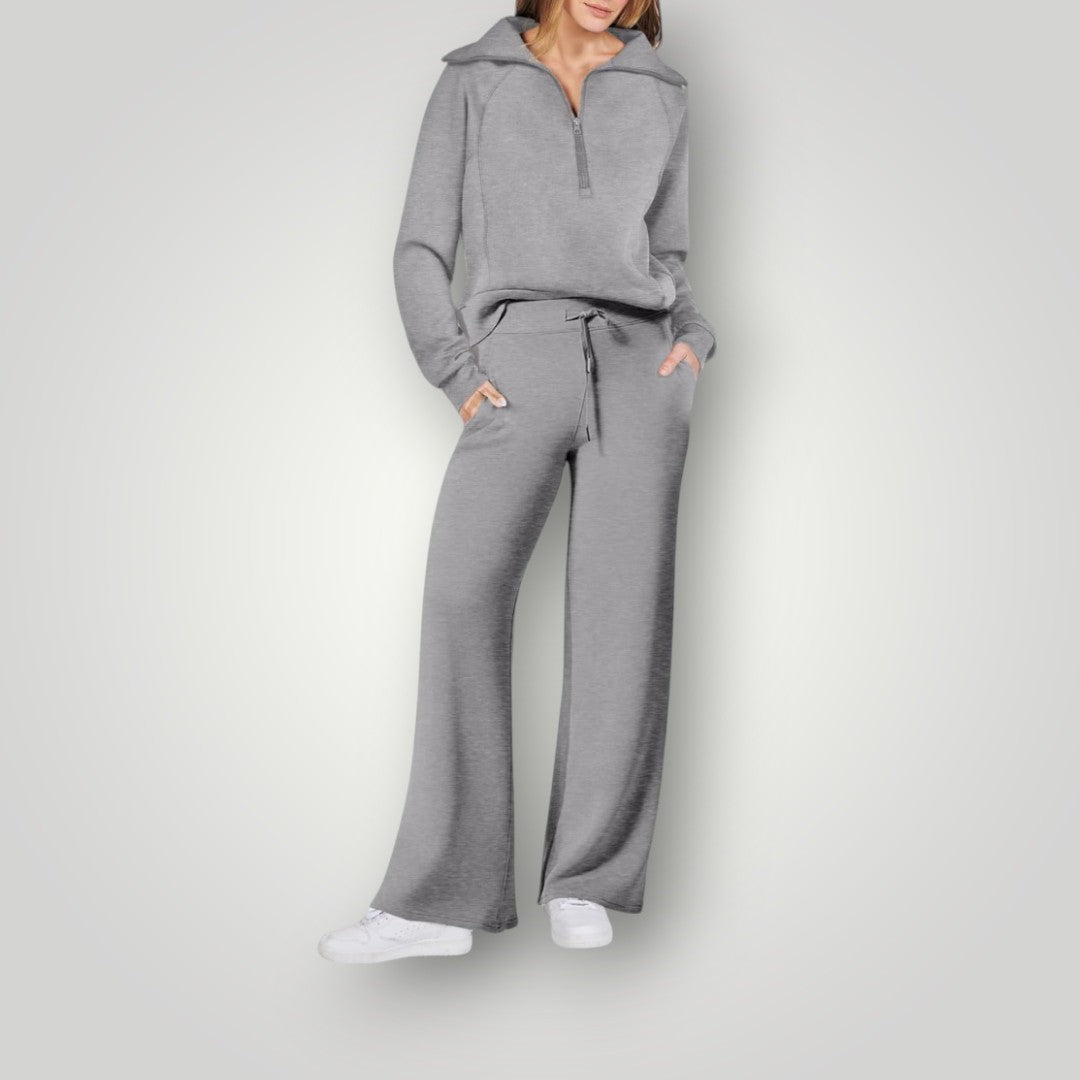 Luna | Women's Loungewear Set Half Zip Sweatshirt Wide Leg Pants