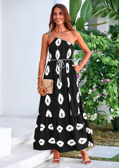 Flowy Maxi Dress - One-Shoulder, Boho - photo 8