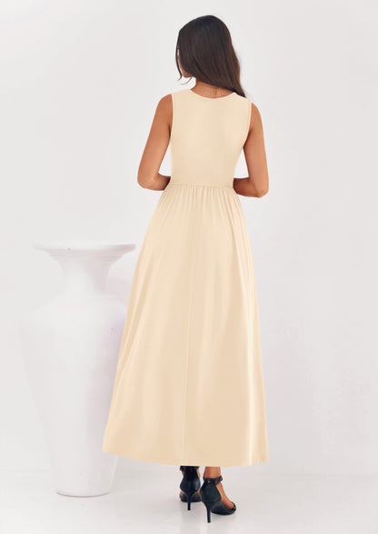A-Line Flowy Maxi Dress - Sleeveless, Crewneck, Casual - photo 55
