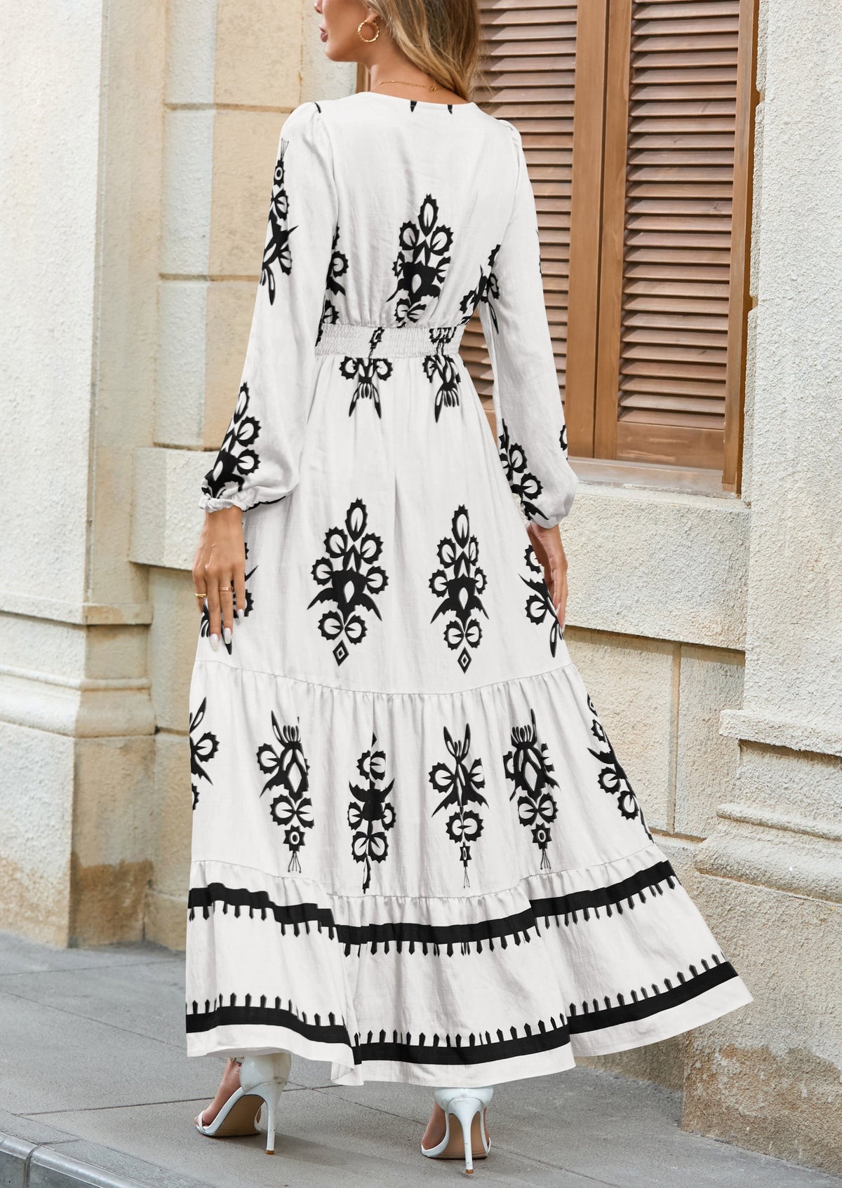 Floral Flowy Maxi Dress - Long Sleeve, V-Neck, Wedding Guest - photo 15