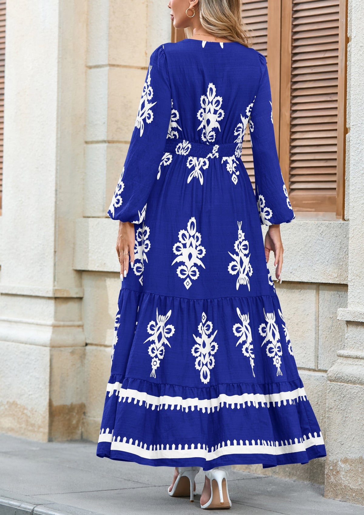 Floral Flowy Maxi Dress - Long Sleeve, V-Neck, Wedding Guest - photo 21