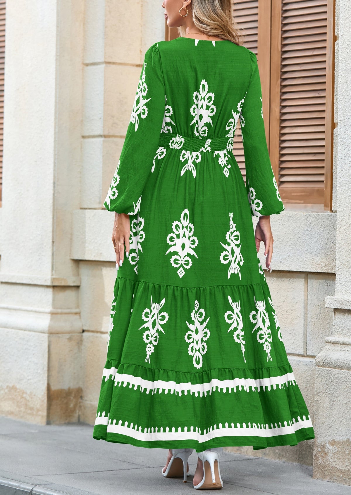 Floral Flowy Maxi Dress - Long Sleeve, V-Neck, Wedding Guest - photo 9