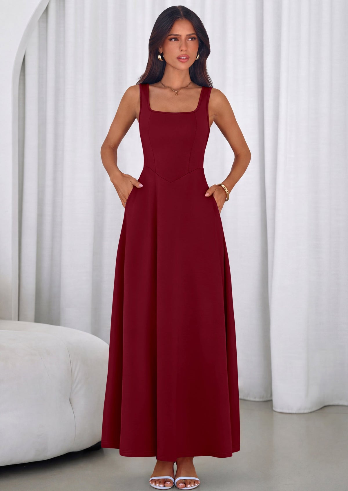 Swing Maxi Dress - Sleeveless, Square Neck, Beach - photo 27