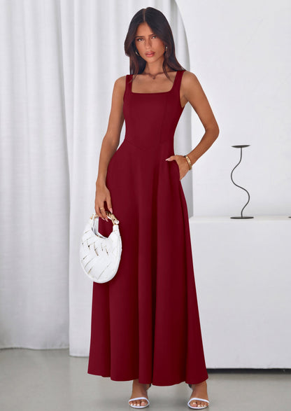 Swing Maxi Dress - Sleeveless, Square Neck, Beach - photo 28