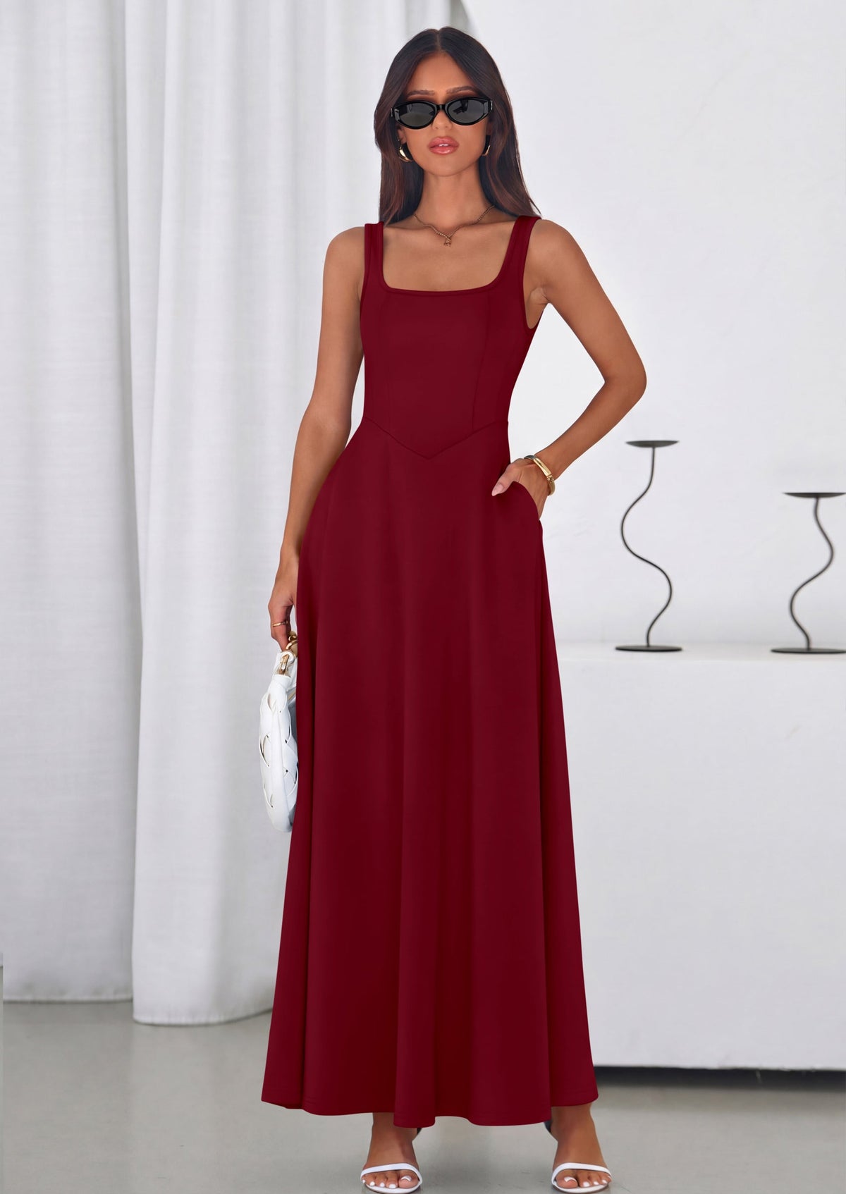 Swing Maxi Dress - Sleeveless, Square Neck, Beach - photo 30