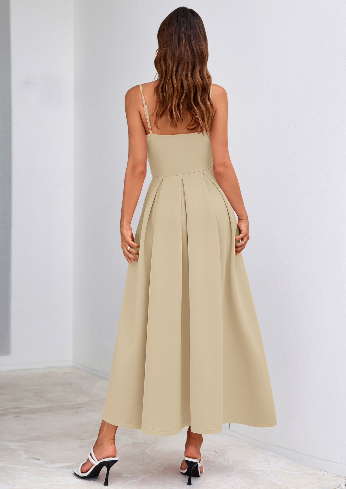 A-Line Flowy Maxi Dress - Spaghetti Strap, Square Neck, photo 44