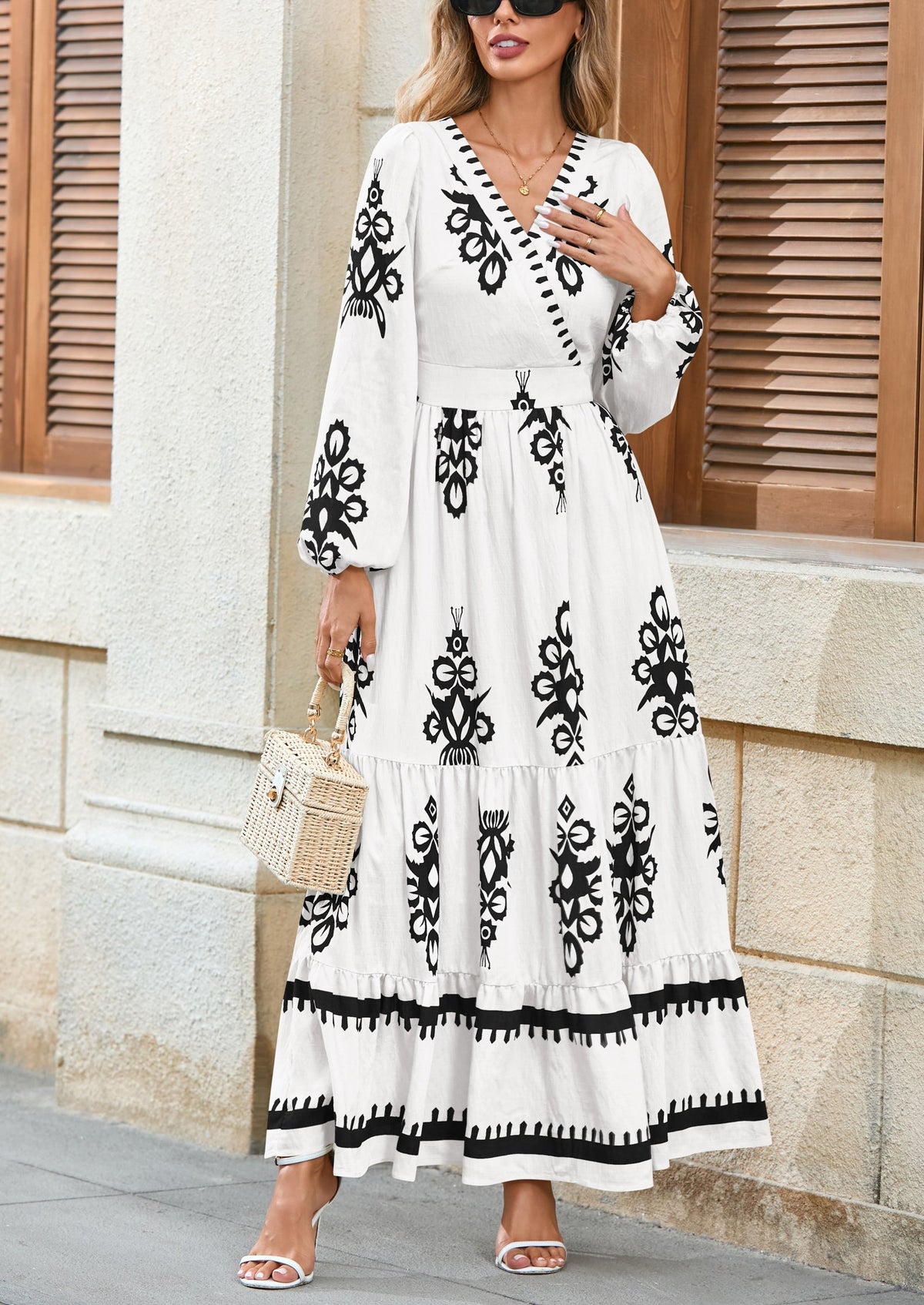Floral Flowy Maxi Dress - Long Sleeve, V-Neck, Wedding Guest - photo 18