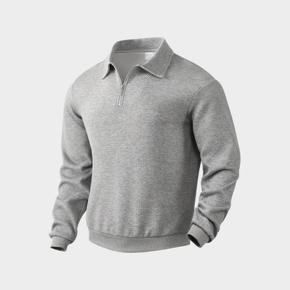 Vince men's gray textured knit half-zip pullover sweatshirt with geometric pattern