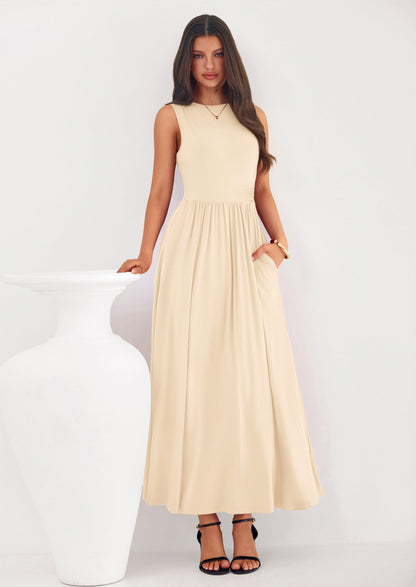 A-Line Flowy Maxi Dress - Sleeveless, Crewneck, Casual - photo 56
