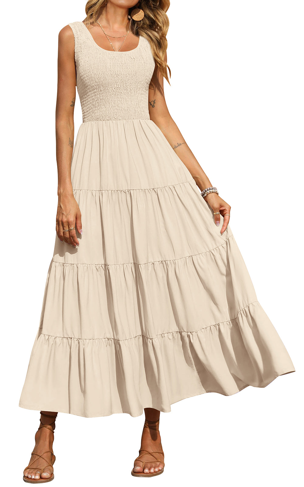 Smocked Tiered Maxi Dress - Tank, Casual - Photo 1