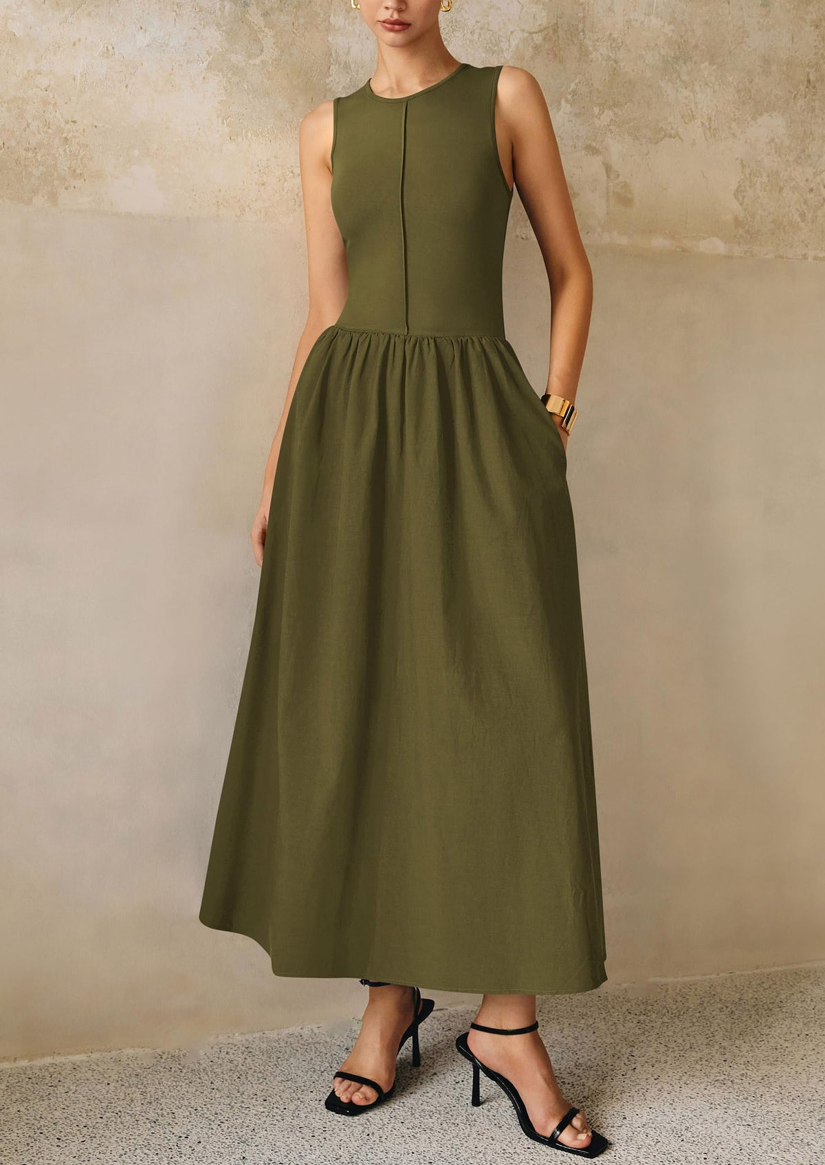 Knit Flowy Maxi Dress - Sleeveless, Crewneck, Casual - photo 12