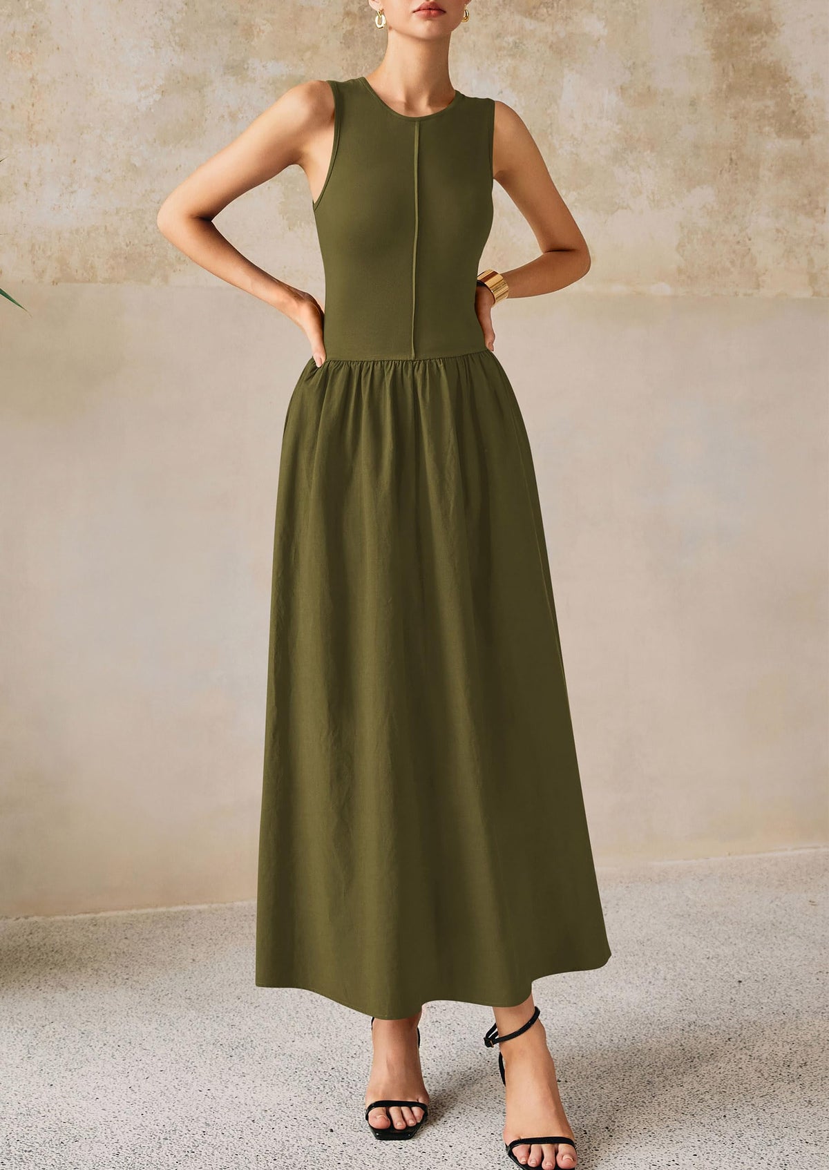 Knit Flowy Maxi Dress - Sleeveless, Crewneck, Casual - photo 13