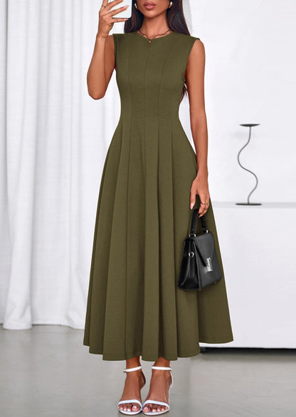Light Blue A-Line Maxi Dress - Sleeveless, Crewneck, Formal - photo 7
