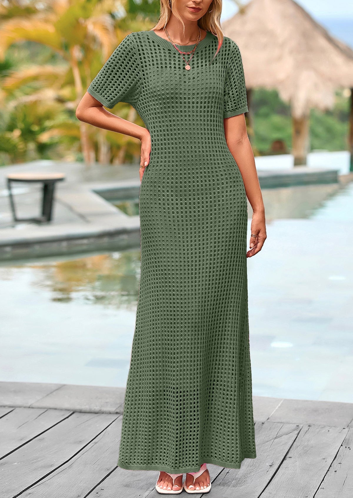 Eyelet Maxi Dress - Short Sleeve, Vacation - photo 16