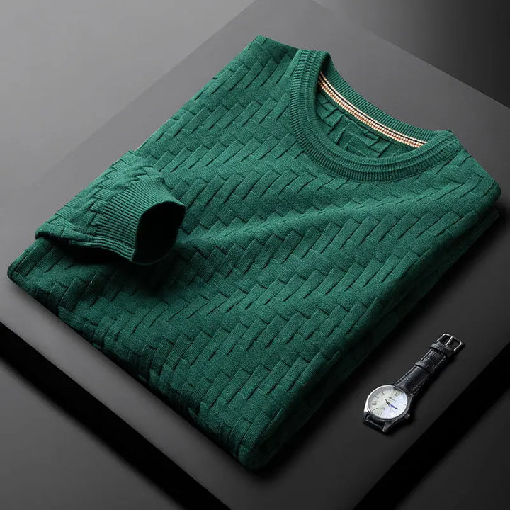 Orsenvi Aspen Men's Green Geometric Knit Sweater