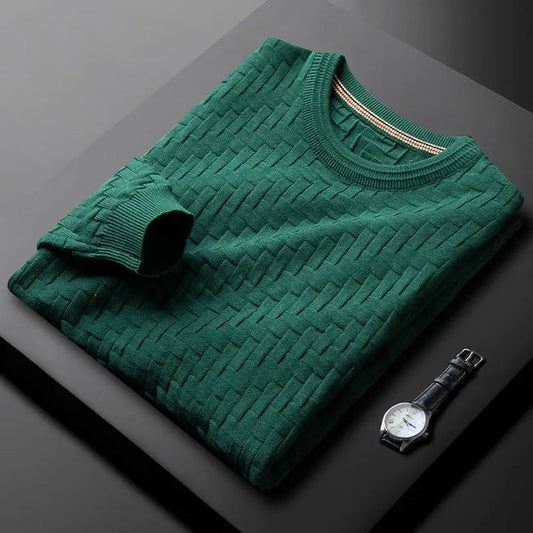 Orsenvi Aspen Men's Green Geometric Knit Sweater