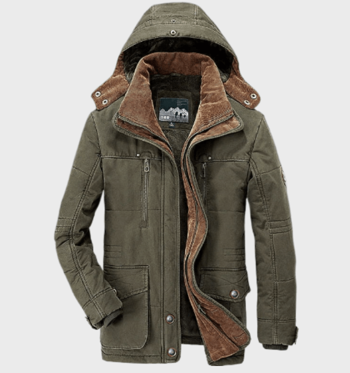 Orsenvi Mens Olive Green Waterproof Winter Jacket