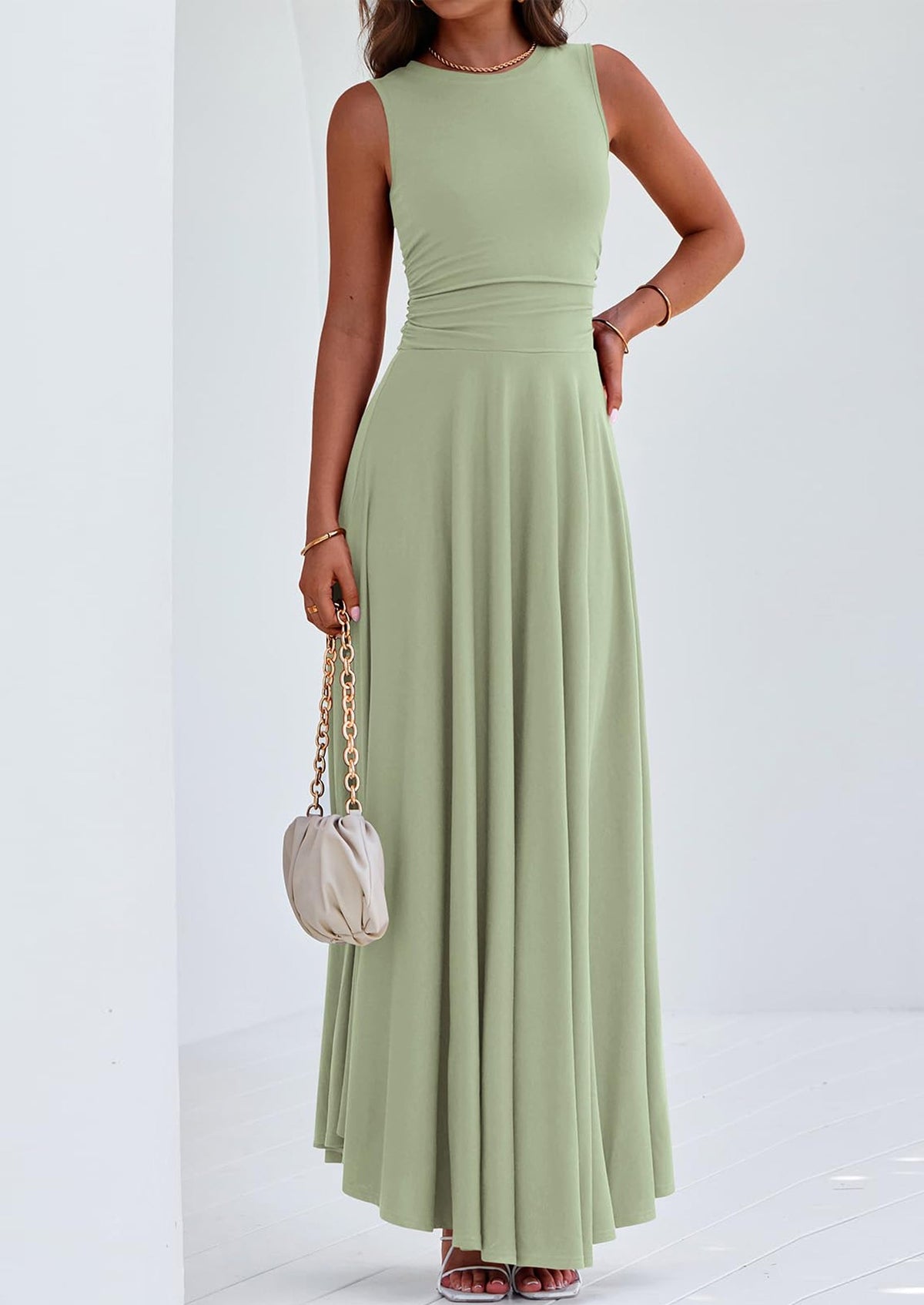 Flowy Maxi Dress - Sleeveless, Crewneck, Casual - photo 3