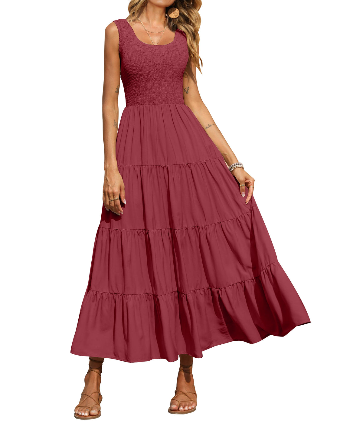 Smocked Tiered Maxi Dress - Tank, Casual - Photo 10