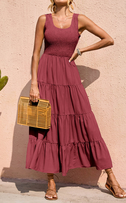 Smocked Tiered Maxi Dress - Tank, Casual - Photo 11