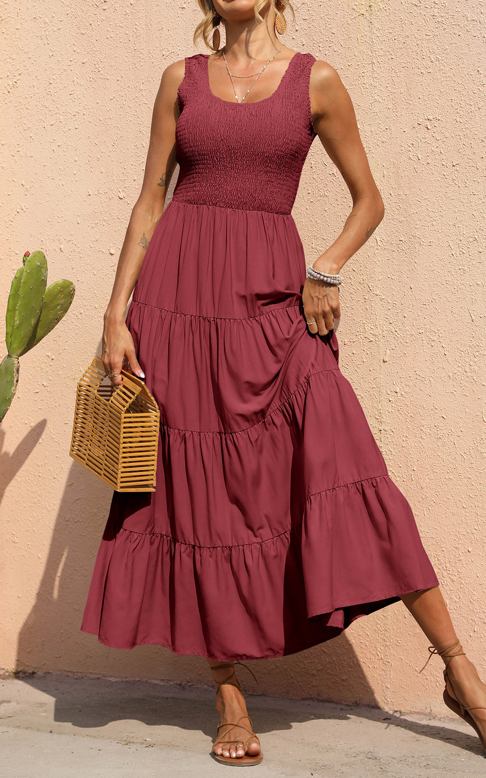 Smocked Tiered Maxi Dress - Tank, Casual - Photo 12