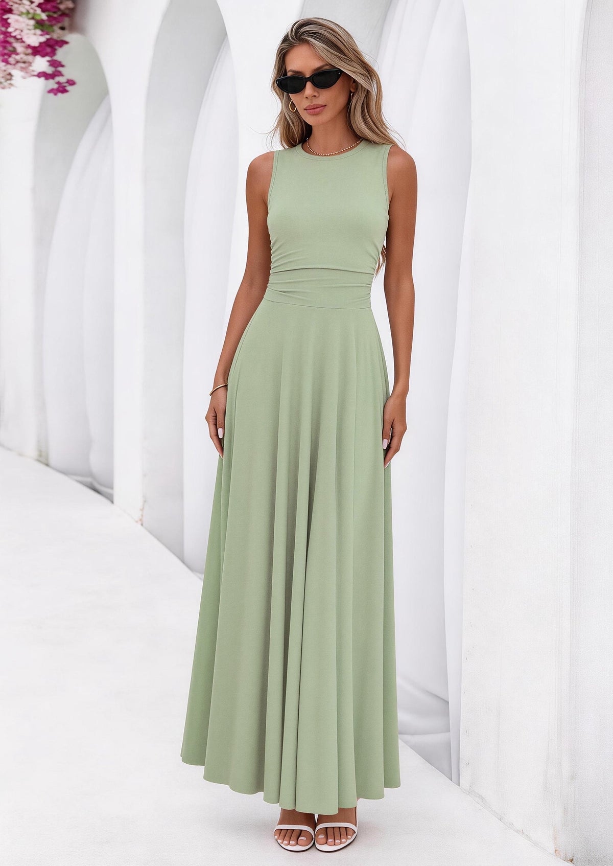 Flowy Maxi Dress - Sleeveless, Crewneck, Casual - photo 1