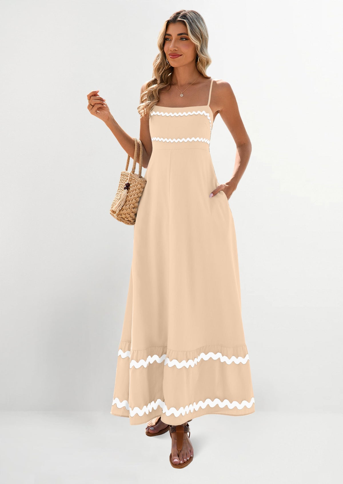 Light Blue Flowy Maxi Dress - Sleeveless, Casual - photo 14
