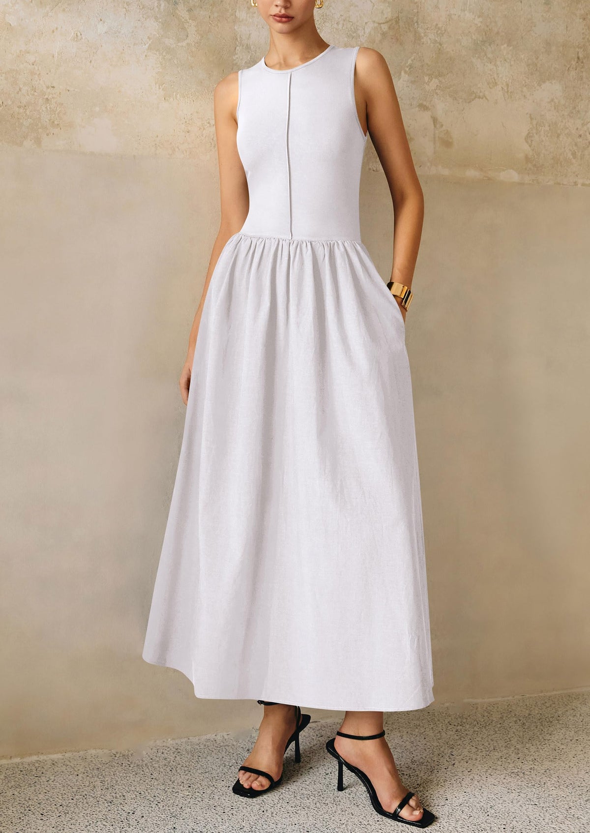 Knit Flowy Maxi Dress - Sleeveless, Crewneck, Casual - photo 28