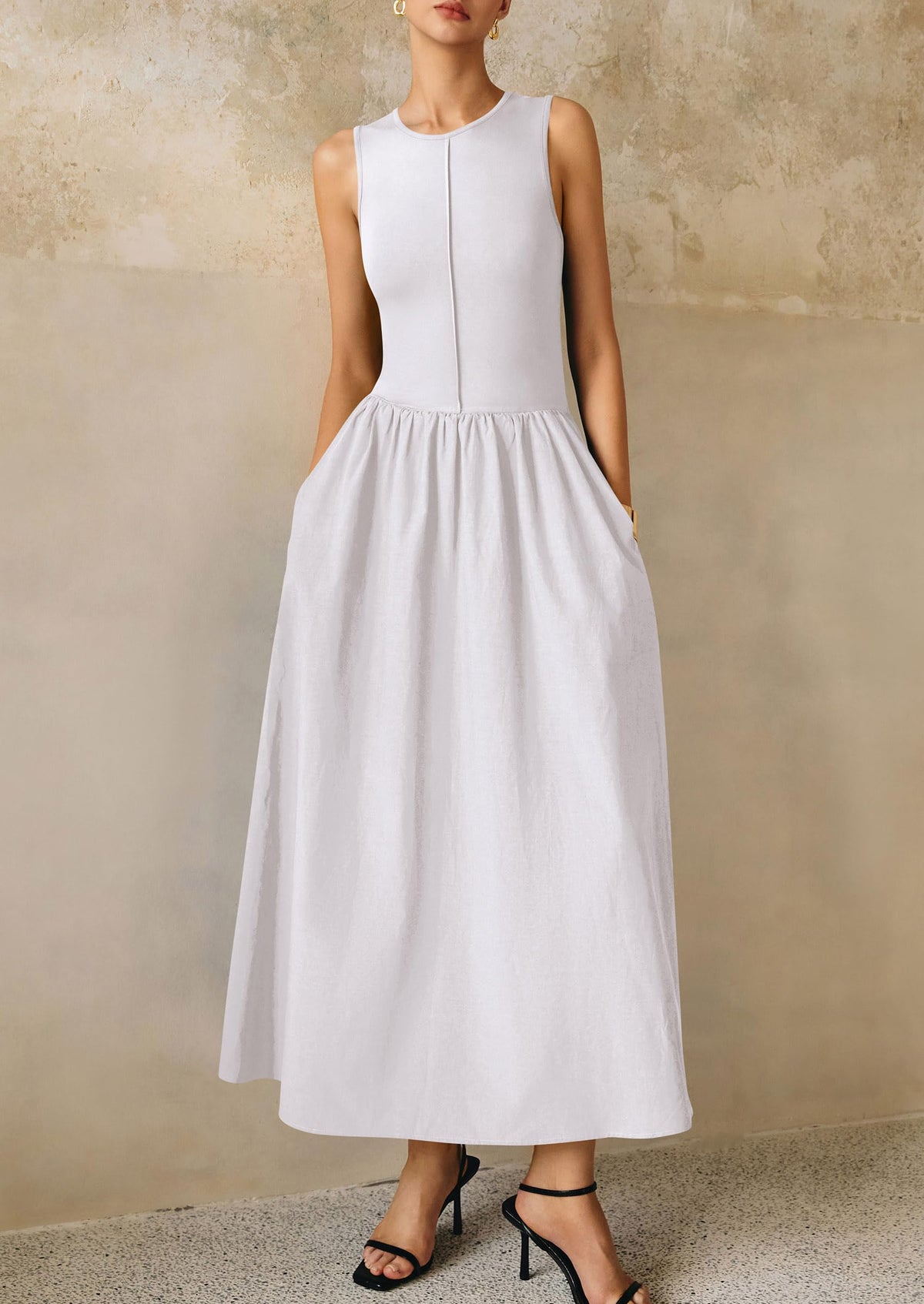 Knit Flowy Maxi Dress - Sleeveless, Crewneck, Casual - photo 27