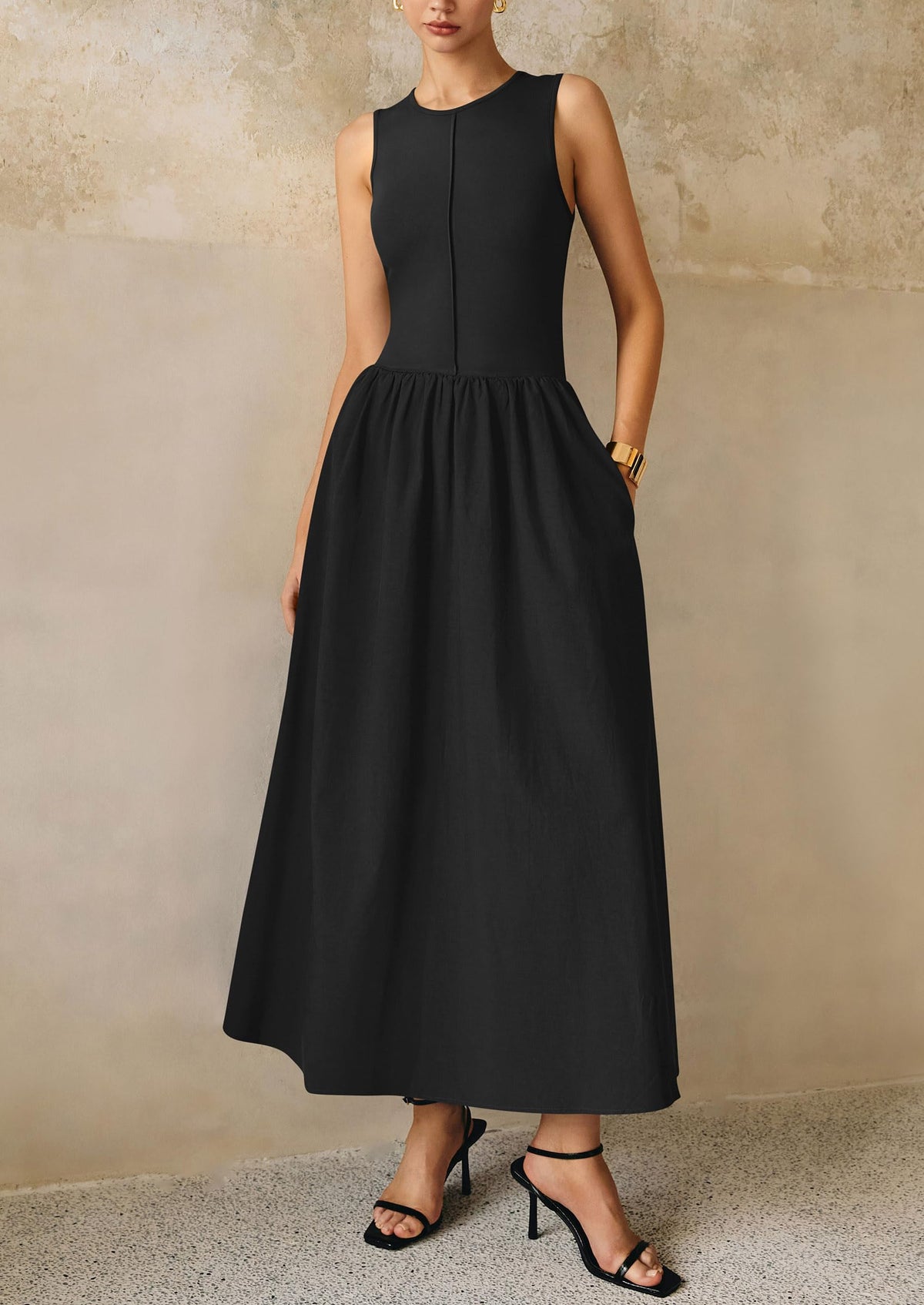 Knit Flowy Maxi Dress - Sleeveless, Crewneck, Casual - photo 44