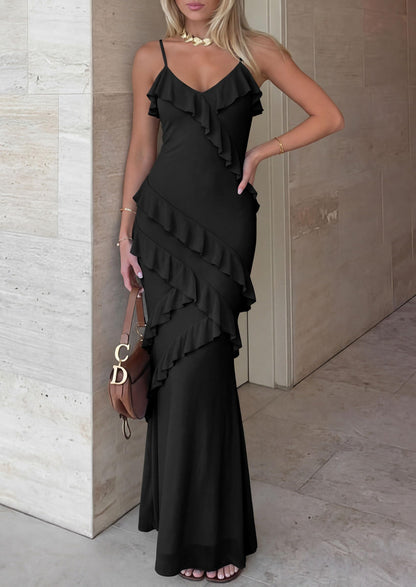 Mesh Bodycon Maxi Dress - Spaghetti Strap, V-Neck, Wedding - Photo 12