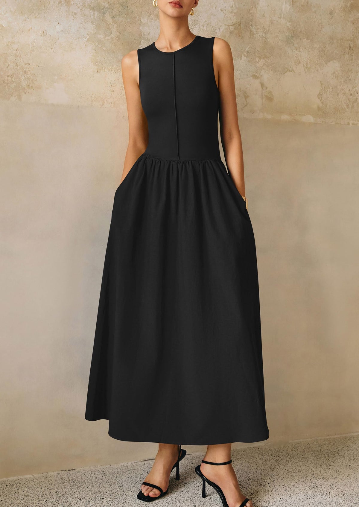 Knit Flowy Maxi Dress - Sleeveless, Crewneck, Casual - photo 45