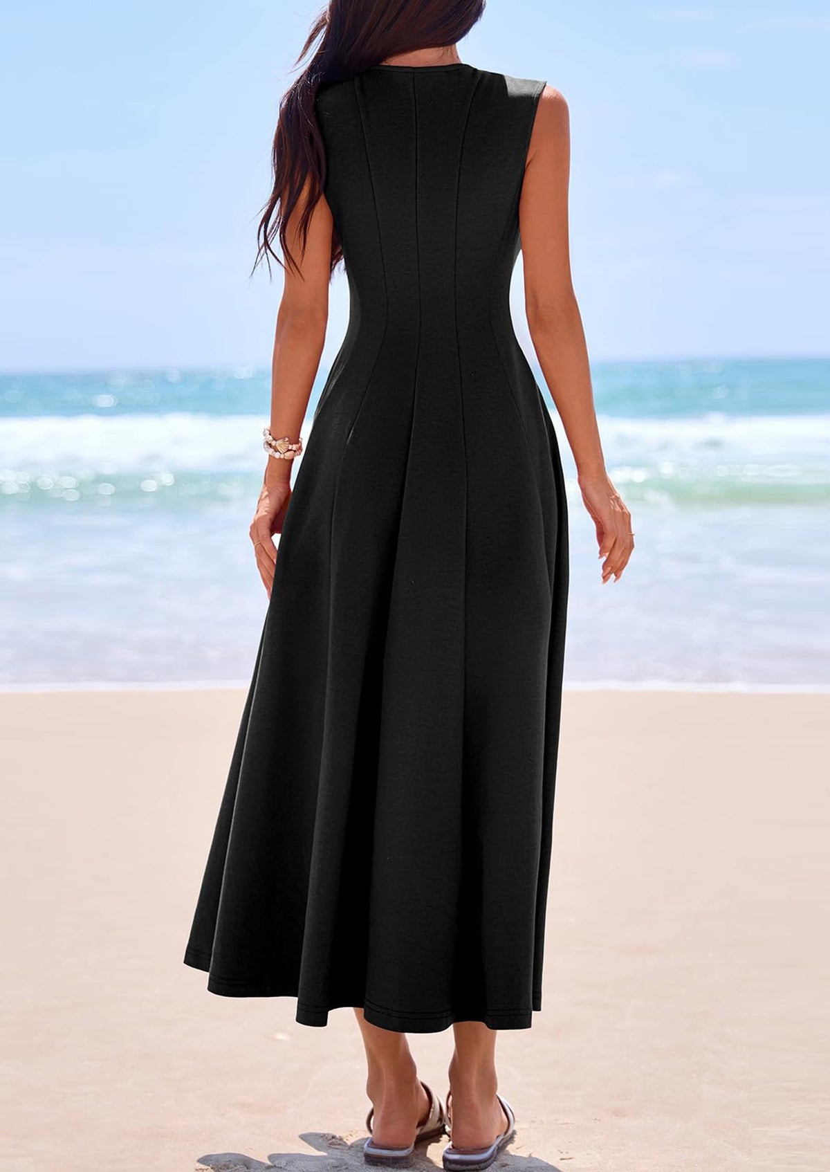 Light Blue A-Line Maxi Dress - Sleeveless, Crewneck, Formal - photo 15