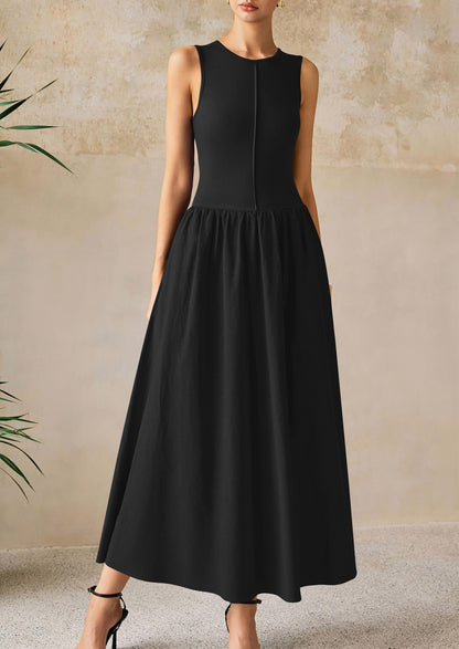 Knit Flowy Maxi Dress - Sleeveless, Crewneck, Casual - photo 48