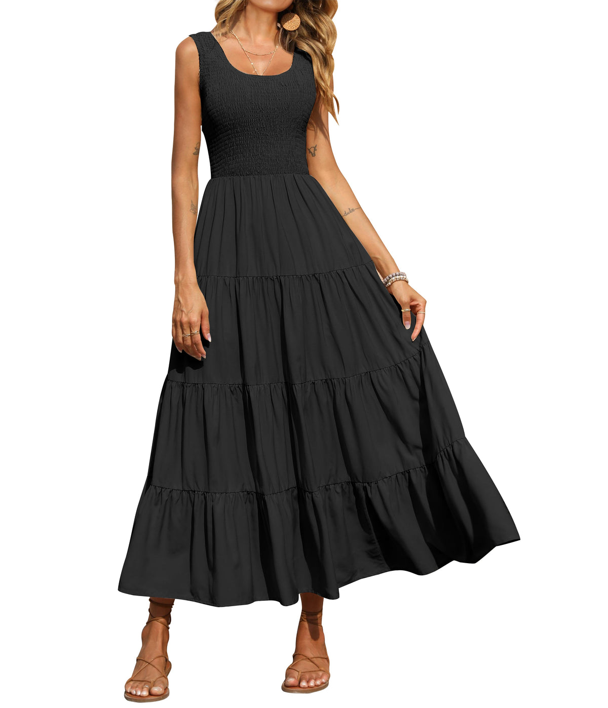 Smocked Tiered Maxi Dress - Tank, Casual - Photo 13