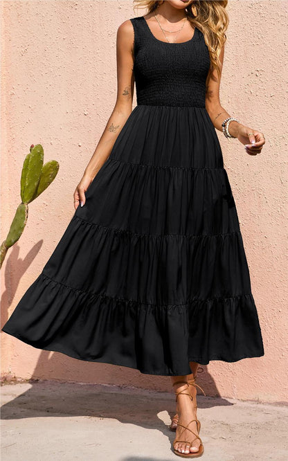 Smocked Tiered Maxi Dress - Tank, Casual - Photo 14