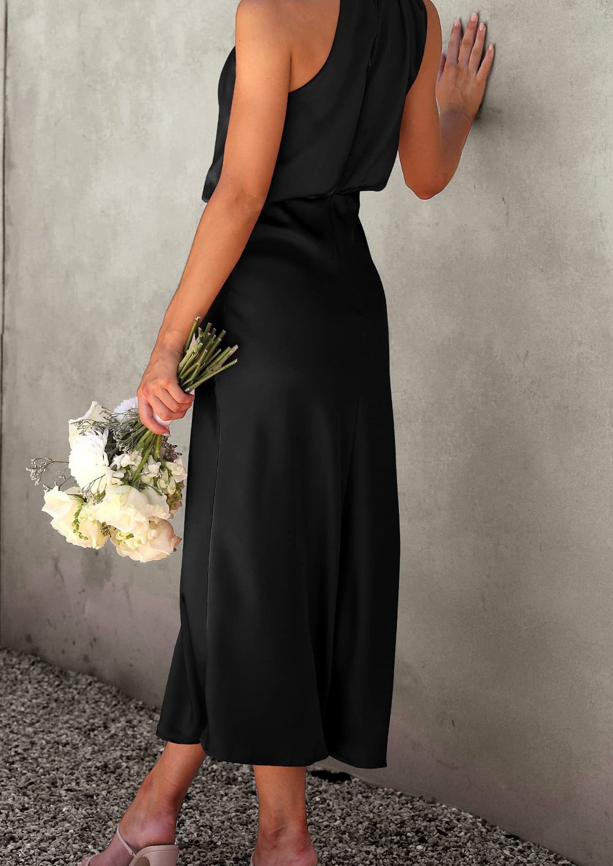 Satin Maxi Dress - Sleeveless, Mock Neck, Cocktail - photo 7
