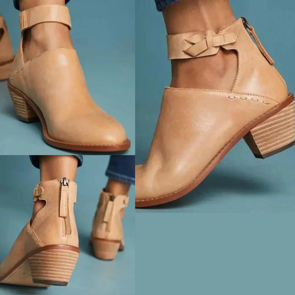 Orsenvi Block Heel Ankle Boots For Women