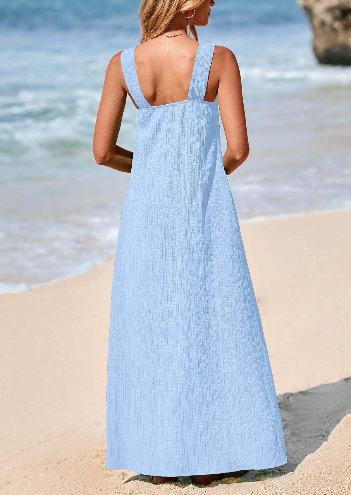 Apricot Flowy Maxi Dress - Sleeveless, Casual - photo 26