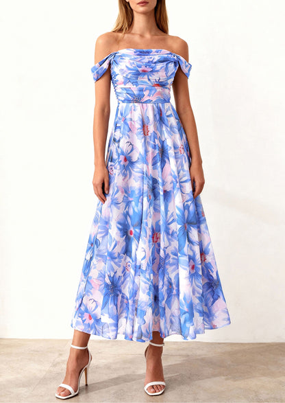 Mesh Swing Ruched Maxi Dress - Off-Shoulder, Cocktail - photo 8