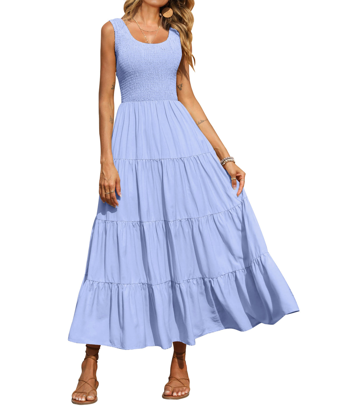 Smocked Tiered Maxi Dress - Tank, Casual - Photo 16