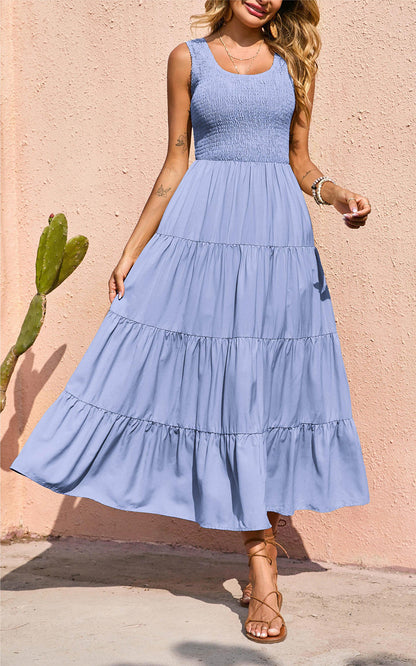 Smocked Tiered Maxi Dress - Tank, Casual - Photo 17