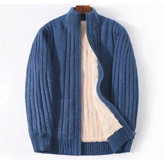 Brad Full-Zip Knitted Fleece-Lined Cardigan