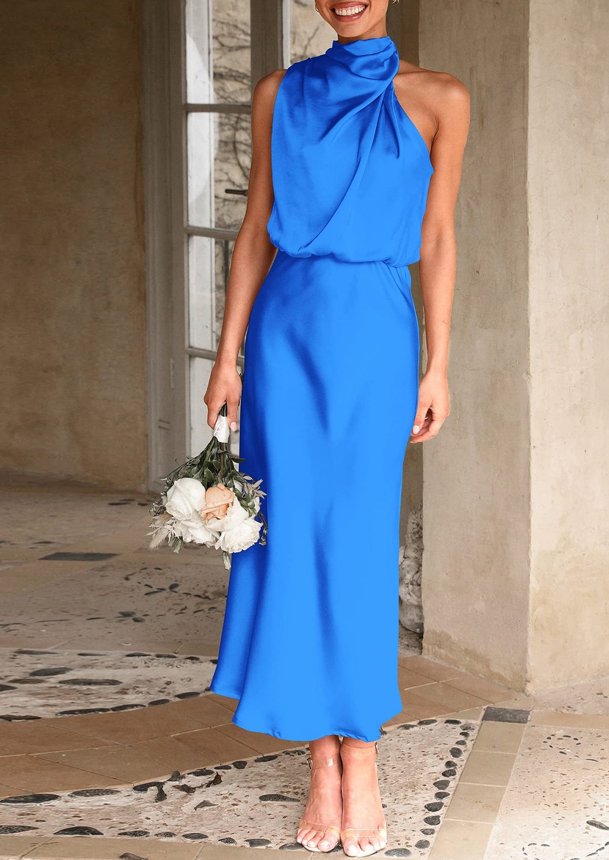 Satin Maxi Dress - Sleeveless, Mock Neck, Cocktail - photo 30