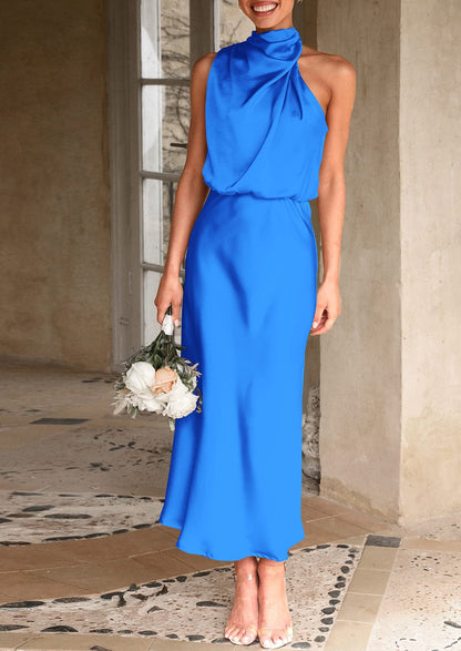 Satin Maxi Dress - Sleeveless, Mock Neck, Cocktail - photo 30