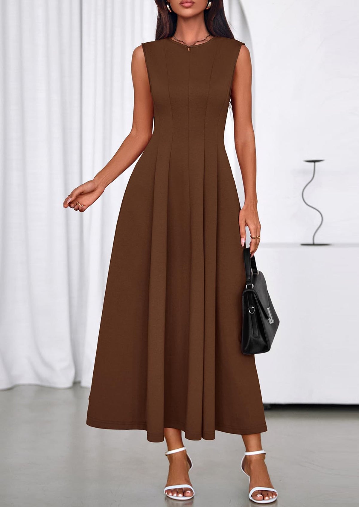 Light Blue A-Line Maxi Dress - Sleeveless, Crewneck, Formal - photo 18