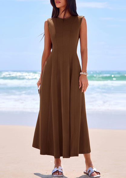 Light Blue A-Line Maxi Dress - Sleeveless, Crewneck, Formal - photo 21